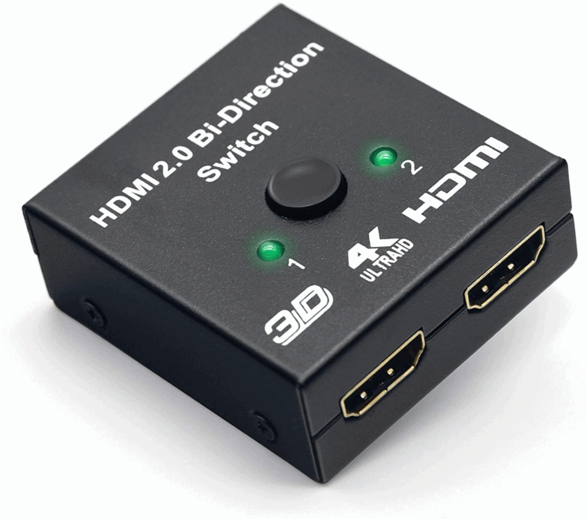 HDMI Switch 2 in 1 Out 4K 60hz HDMI Switcher 2 Port, BiDirectional HDMI Switch Splitter 2 x 1/1