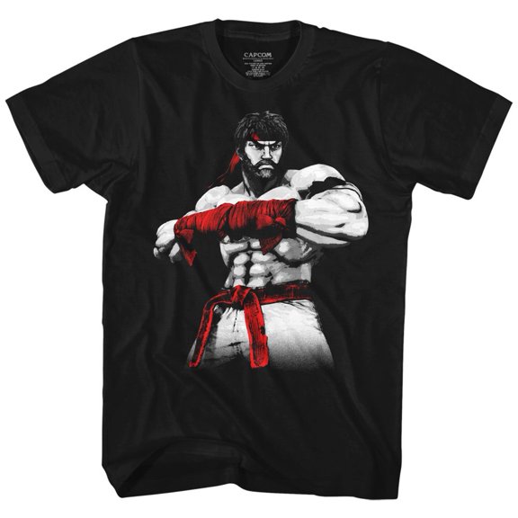 Street Fighter Hot Ryu2 Black Adult T-Shirt Xlt