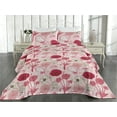 thumbnail image 2 of Ambesonne Poppy Artwork Quilted Bedspread Set 3 Pcs, Simple Flowers Modern, King, Raspberry Pale Pink White, 2 of 4
