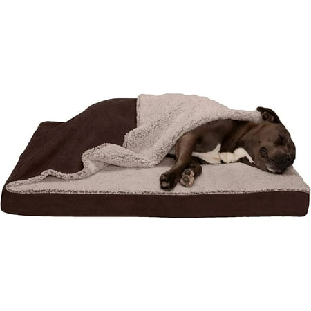 UPC: 0842229130096 | FurHaven Pet Products Berber & Suede Blanket-Top Cooling Gel Pet Bed for Dogs & Cats – Espresso Large