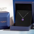 thumbnail image 5 of Gem Stone King 14K White Gold Purple Amethyst Pendant Necklace for Women | 0.75 Cttw | Gemstone February Birthstone | Oval 7X5MM | With 18 inch Silver Chain, 5 of 6