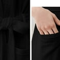 thumbnail image 4 of Lightweight Waffle Knit Bathrobe for Men & Women - Solid Color Lounge Robe - Home Spa & Hotel Style Wear | Hontri | Unisex Breathable Solid Color Bathrobe Splicing Home Clothes Robe (Black | M), 4 of 7