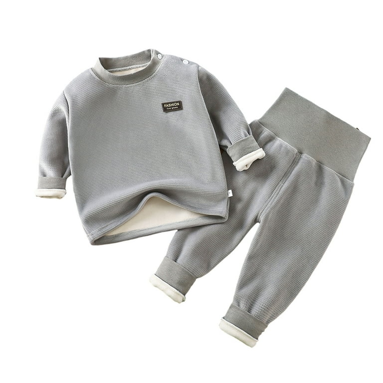 Esaierr 4M-4Y Newborn 2 Piece Boys Girls Thermal Long Underwear Set for  Baby Fleece Lined Set Thermal Underwear Toddler
