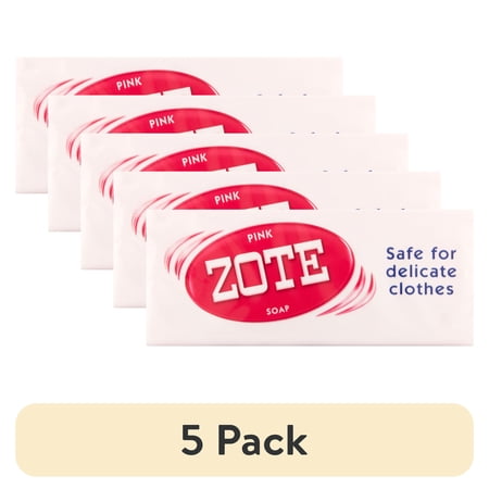 (5 pack) Zote Pink Laundry Bar Soap, Hand & Machine Wash, All Ages, Gentle & Long-Lasting, Laundry Detergent, Bar Cleanser with Sodium Tallowate, 14.1 oz