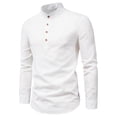 thumbnail image 1 of Camisas Casuales Sólidas Para Hombres Cuello De Pie Manga Larga Slim Fit Camisa De Lino Talla Grande M-5XLpangjing, 1 of 4