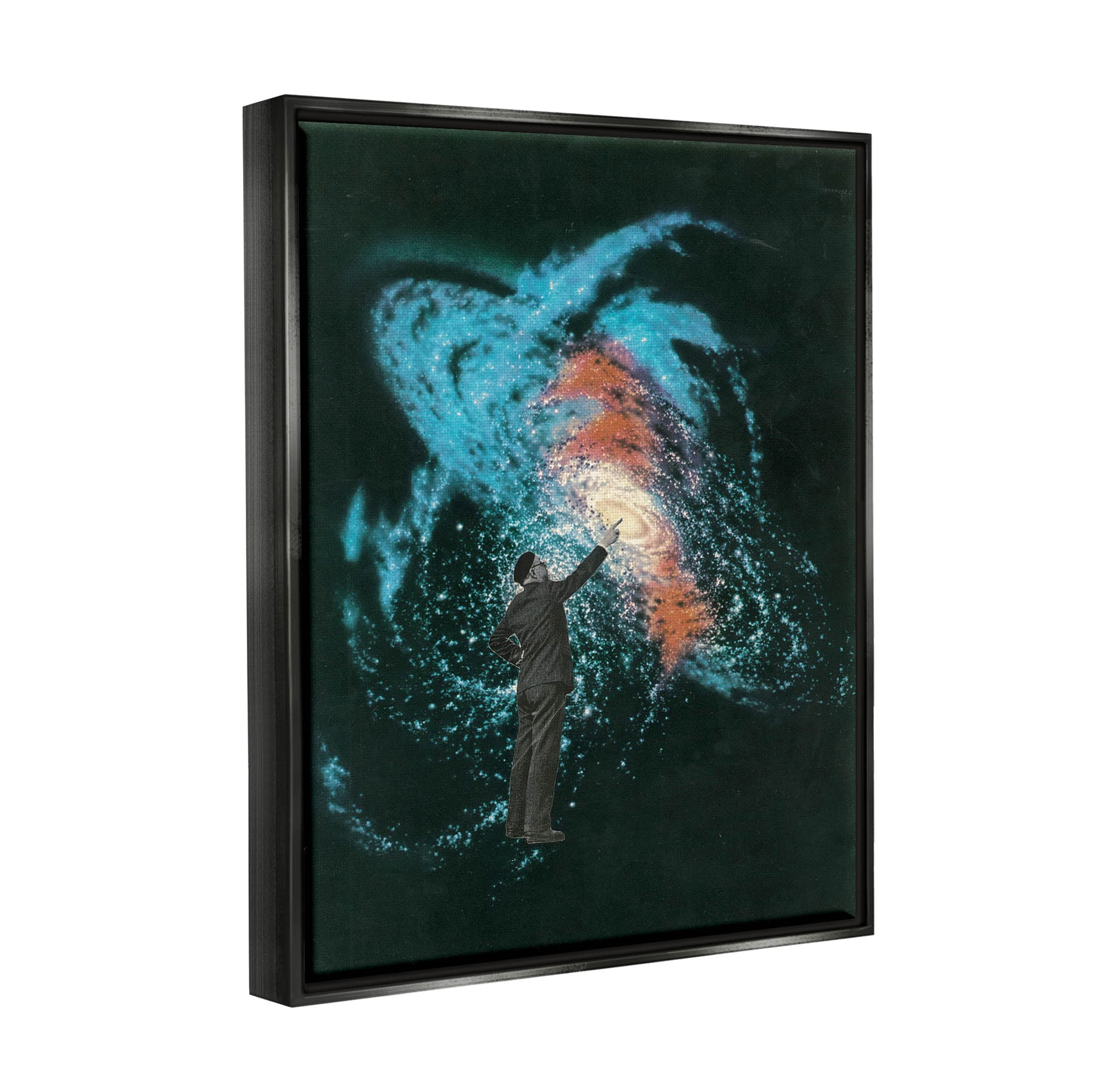 Stupell Industries Vivid Nebula Collage Surreal Person Graphic Art Jet Black Floating Framed Canvas Print Wall Art, Design by Matheus Lopes Castro