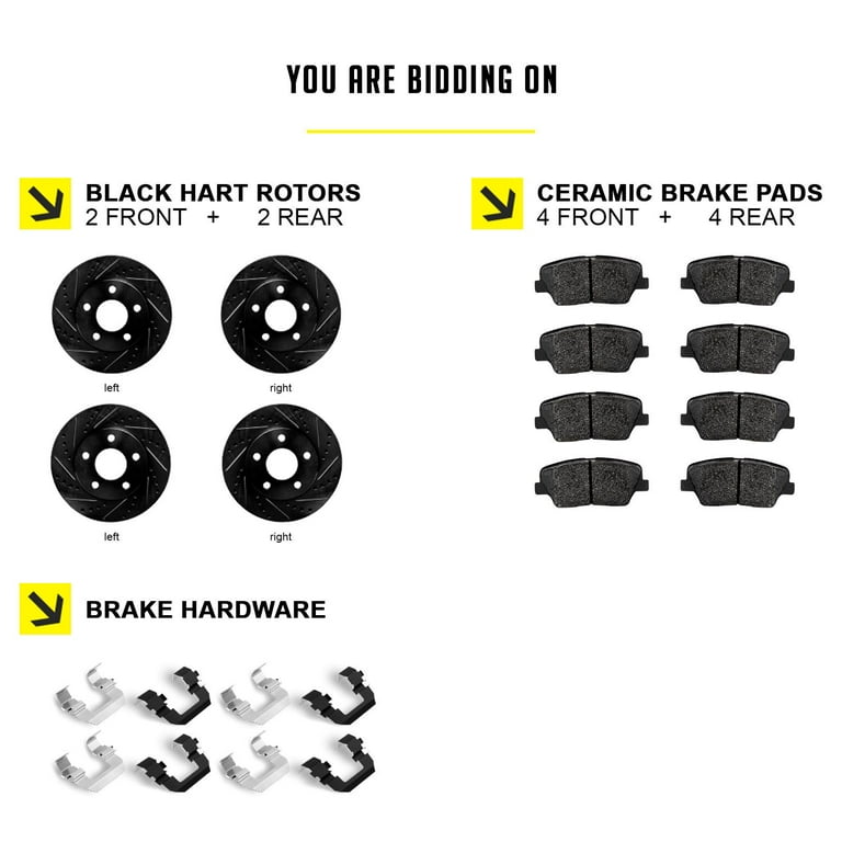 Hart Brakes Front Rear Brakes and Rotors Kit |Front Rear Brake