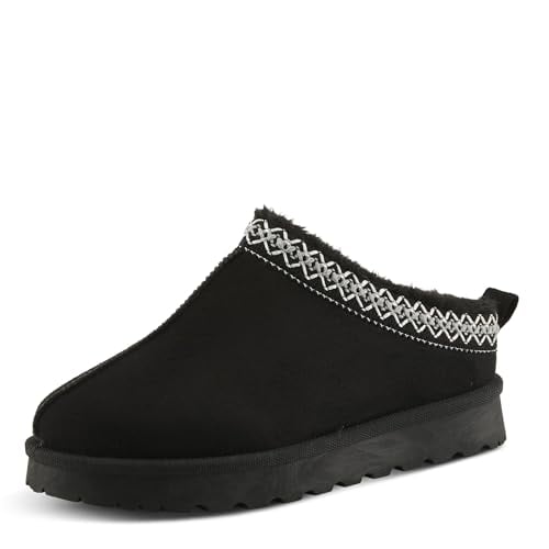 Flexus Alexon Open Back Clog for Women – Faux Suede Slip-On with Faux Fur Lining and Removable Insole – Indoor/Outdoor Comfort