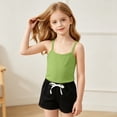 thumbnail image 6 of WAVSUF Girls Cotton Outfit Sets, Square Neck Tank Tops and Elastic Waist Shorts Kids Summer Casual Comfort Clothes 2 Piece Green 8, 6 of 9