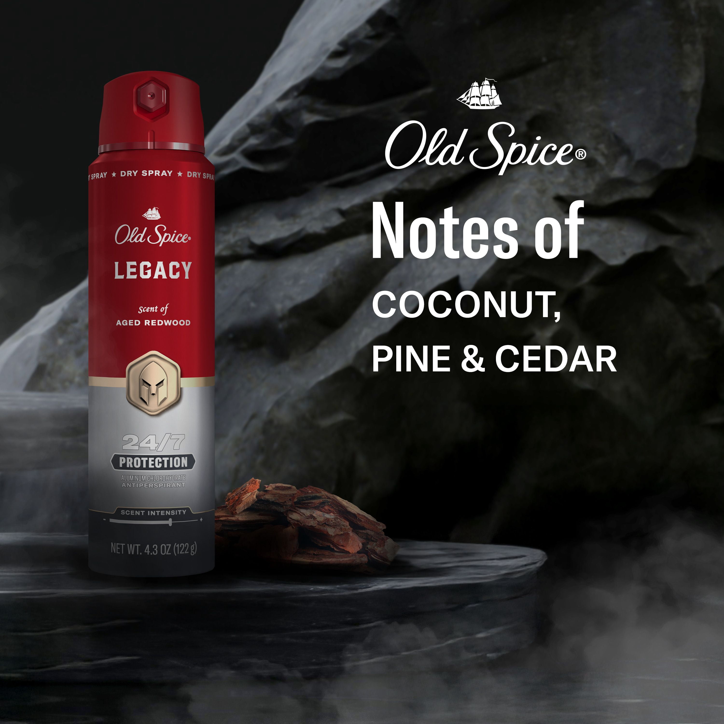 Vaporisateur pour le corps Old Spice Collection rouge pour hommes, parfum Legacy, parfum rafraîchissant, protection contre les odeurs toute la journée, fraîcheur longue durée