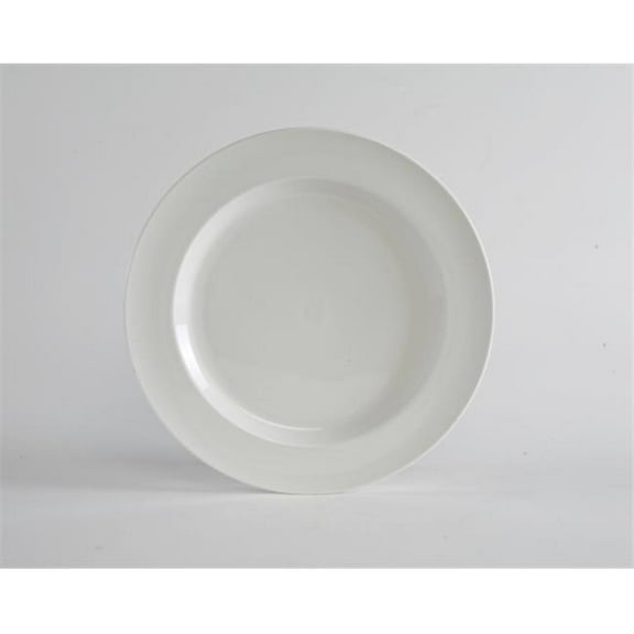 Tuxton China AMU-009 AlumaTux Modena 12.5 in. Rolled Edge Plate - Pearl White - 1 Dozen