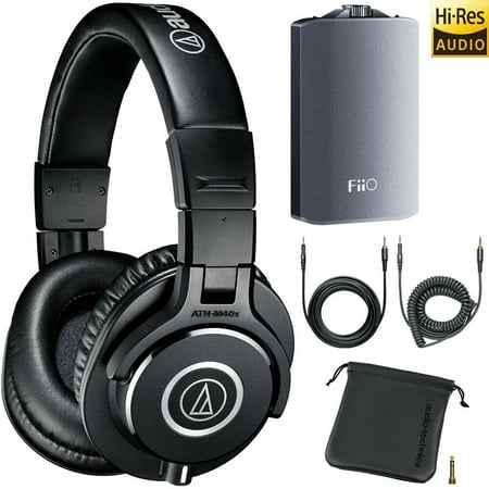 Audio-Technica ATH-M40x Professional Studio Monitor Headphones + FiiO A3