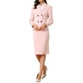 thumbnail image 2 of 2 Piece Suit Skirt Business Set for Women Long Sleeve Work Outfits Blazer Jacket Pencil Skirts Set M Apricot Pink, 2 of 5