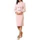 thumbnail image 2 of Conjunto de falda de dos piezas para mujer, traje de negocios, blusa de manga larga, chaqueta tipo blazer, falda lápiz, talla XS, color rosa albaricoque, 2 of 5