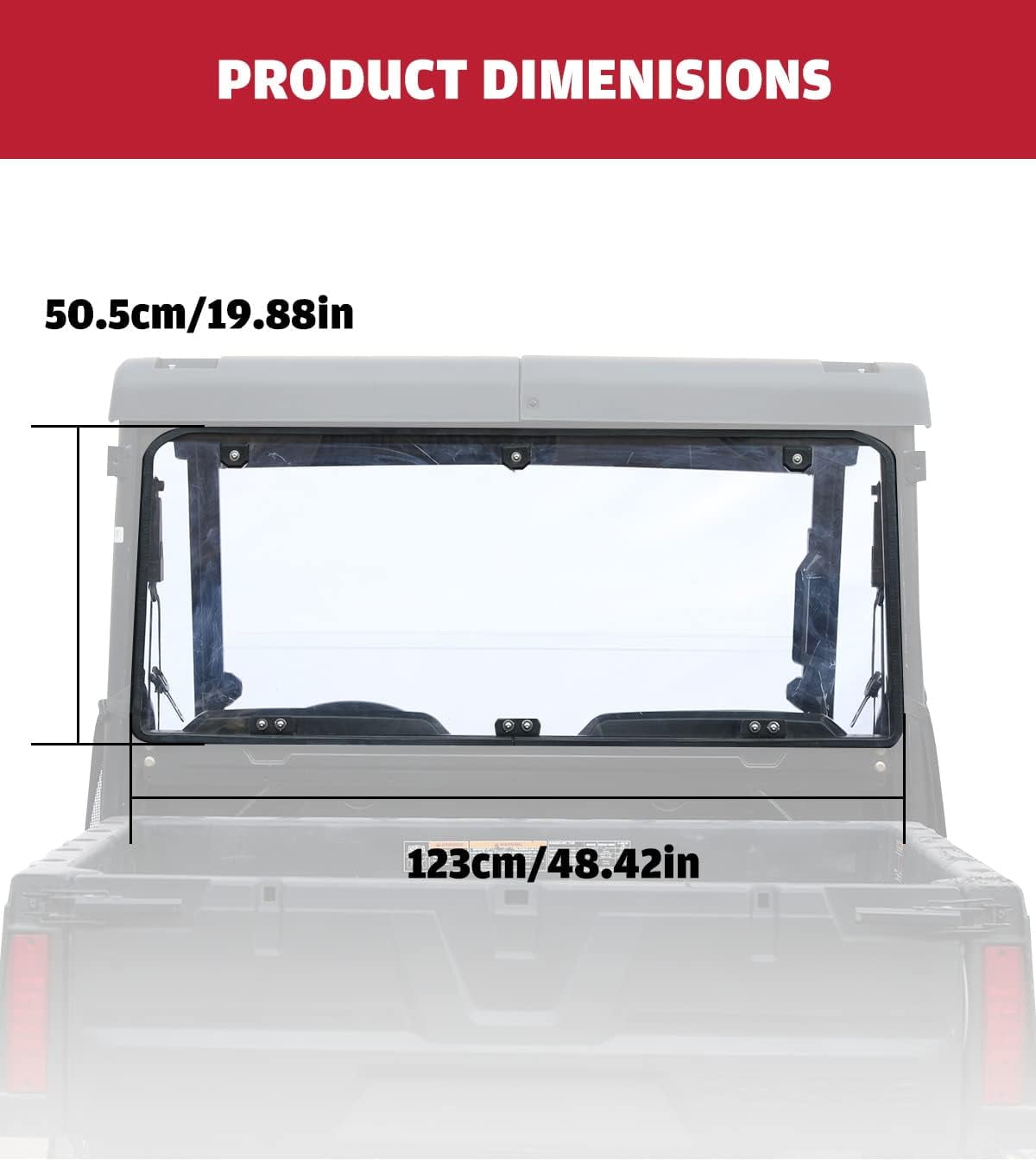 A & UTV PRO Rear Windshield for 2015-2023 Polaris Ranger Midsize 570 500 Crew / 2022-2023 SP 570 Accessories Back Window