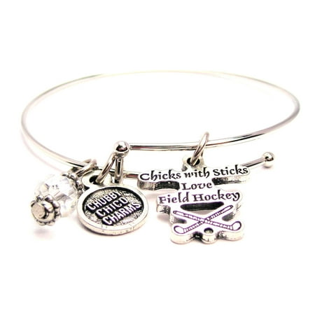 - Chicks With Sticks Love Field Hockey Bangle Bracelet, Fits 7.5