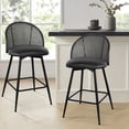 thumbnail image 2 of ANMINY Rattan Swivel Bar Stools, 26" Counter Height Set of 4, Upholstered Chairs Barstools with Full Back and Metal Legs Modern PU Fabric Seat for Kitchen Island, 2 of 9