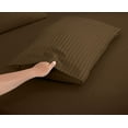 thumbnail image 5 of ROYALE LINENS Striped Bed Sheet Set - Brushed Microfiber 1800 Bedding - 1 Fitted Sheet, 1 Flat Sheet, 2 Pillow case - 4 Piece Damask Stripe Bed Sheet Set (Stripe Chocolate, California King), 5 of 10
