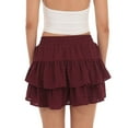 thumbnail image 4 of MIXUE Skirts For Women Summer Solid Color Lace Up Elastic High Waist Layered Pleated Ruffle Mini Tennis Skirt Sportwear,Red,L, 4 of 4