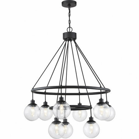 Craftmade  Que Clear Seeded Glass Chandelier 9 - Flat Black