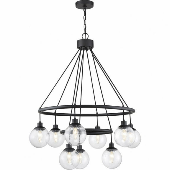 Craftmade  Que Clear Seeded Glass Chandelier 9 - Flat Black