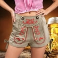 thumbnail image 2 of TEAJOPSUU Womens Oktoberfest Shorts Embroidered High Waist Side Lace Up Traditional with Pockets Shorts Beige, 2 of 7