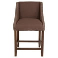 thumbnail image 6 of Emma + Oliver 24" High Walnut Counter Height Stool with Accent Nail Trim in Brown Fabric, 6 of 11