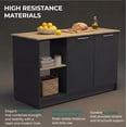 thumbnail image 5 of Juniper Kitchen Island with Large Top Surface, Double Door Cabinet, and Open Shelves Black / Macadamia, 5 of 7