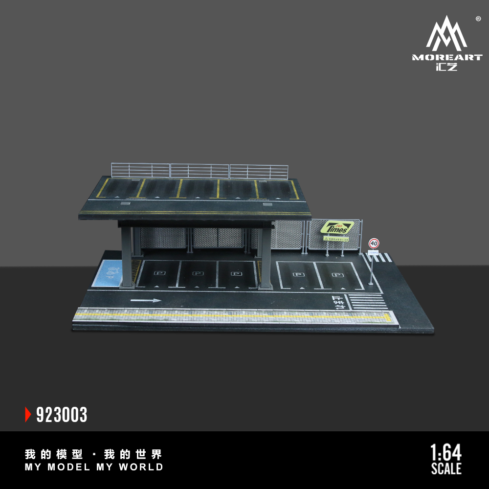 NUEIOVRW Diorama 1:64 Parking Lot Model, LED Lighting Diecast Car Garage Display Model, Car Showroom Scene Building Model Toy Gift, Car Models Display Case