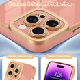 thumbnail image 3 of Case for iPhone 14 Pro Max Case, Luxury Plating Rose Gold Edge, Cute Slim Soft TPU Bumper Cover Full Camera Protection Shockproof Protective Phone Case for iPhone 14 Pro Max 6.7", Pink, 3 of 15