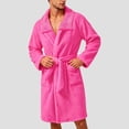 thumbnail image 3 of Hrsba Fleece Robe for Men,Solid Color Double Fleece Turn Down Collar Open Front Sleep Robe With Belt Wearable Outdoor Fall Bathrobe, 3 of 8