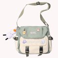 thumbnail image 3 of Bolso Escolar para Mujer Bolso Bandolera Con Múltiples Bolsillos Y Mochila Con (Verde), 3 of 9