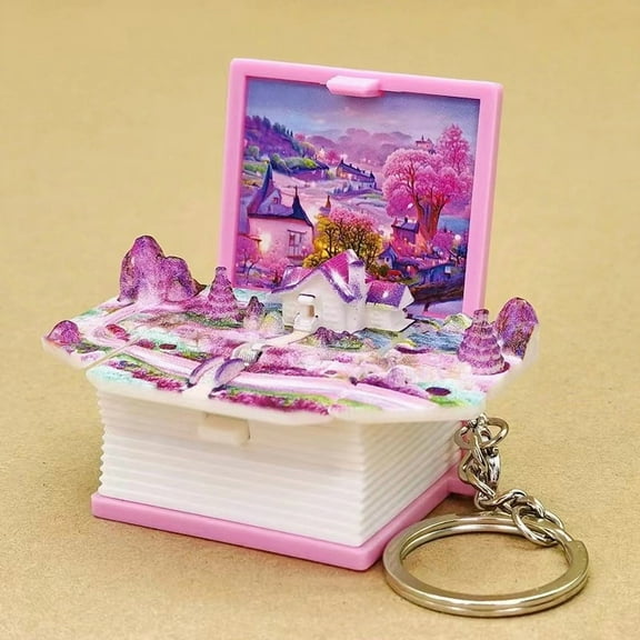 Mini 3D Book Folding Book Sports Chrismas Scene Keychain Educational Toys Miniatures Gift Toys Decoration Keychain Crafts