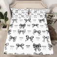 thumbnail image 2 of jejeloiu Cartoon Bow Ribbon Twin Sheet Sets,Gray Kawaii Bowknot Bedding For Girl 3pcs, 2 of 7