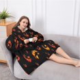 thumbnail image 5 of Oversized Wearable Blanket Hoodie,Spooky Halloween Faces Pattern Sherpa Blanket Hoodie with Super Pockets,Super Warm Fuzzy Pullover for Women & Men, 5 of 6
