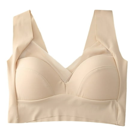

Women Seamless V-Neck Mesh Lace Bra Wirefree Padded Push Up Lift Bralette Sexy U Back Solid Color Summer Sport Underwear