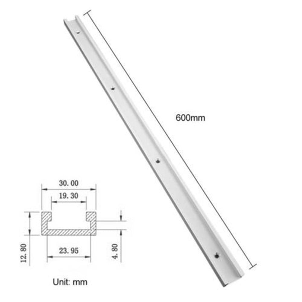 1 Set Aluminum Alloy Miter Track and Miter Bar Slider Table Saw Woodworking Tool 600Mm T Track + 450Mm Miter Bar
