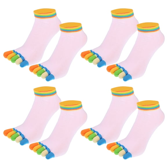 Calcetines de cinco dedos Unique Bargains unisex antideslizantes 4 pares rosa claro