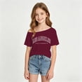 thumbnail image 2 of Girl's Off The Shoulder Shirt Top Los Angeles Graphic T-Shirt Short Sleeve T shirts Tee, 2 of 5