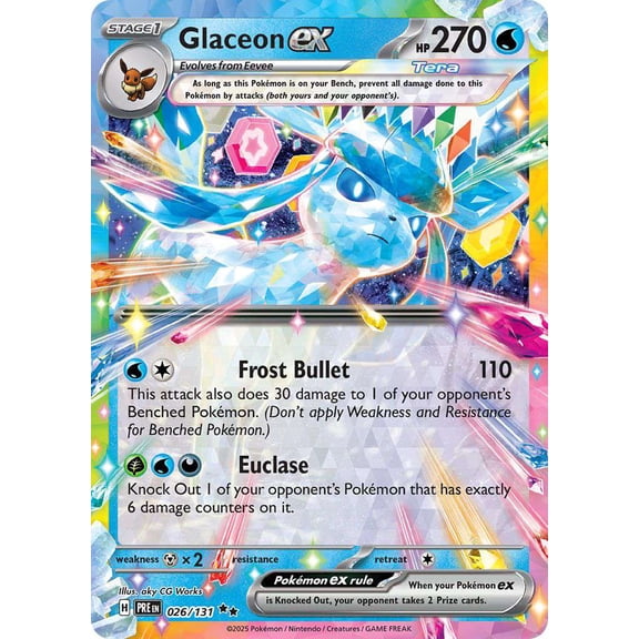 Pokemon Prismatic Evolutions Double Rare Glaceon ex #26