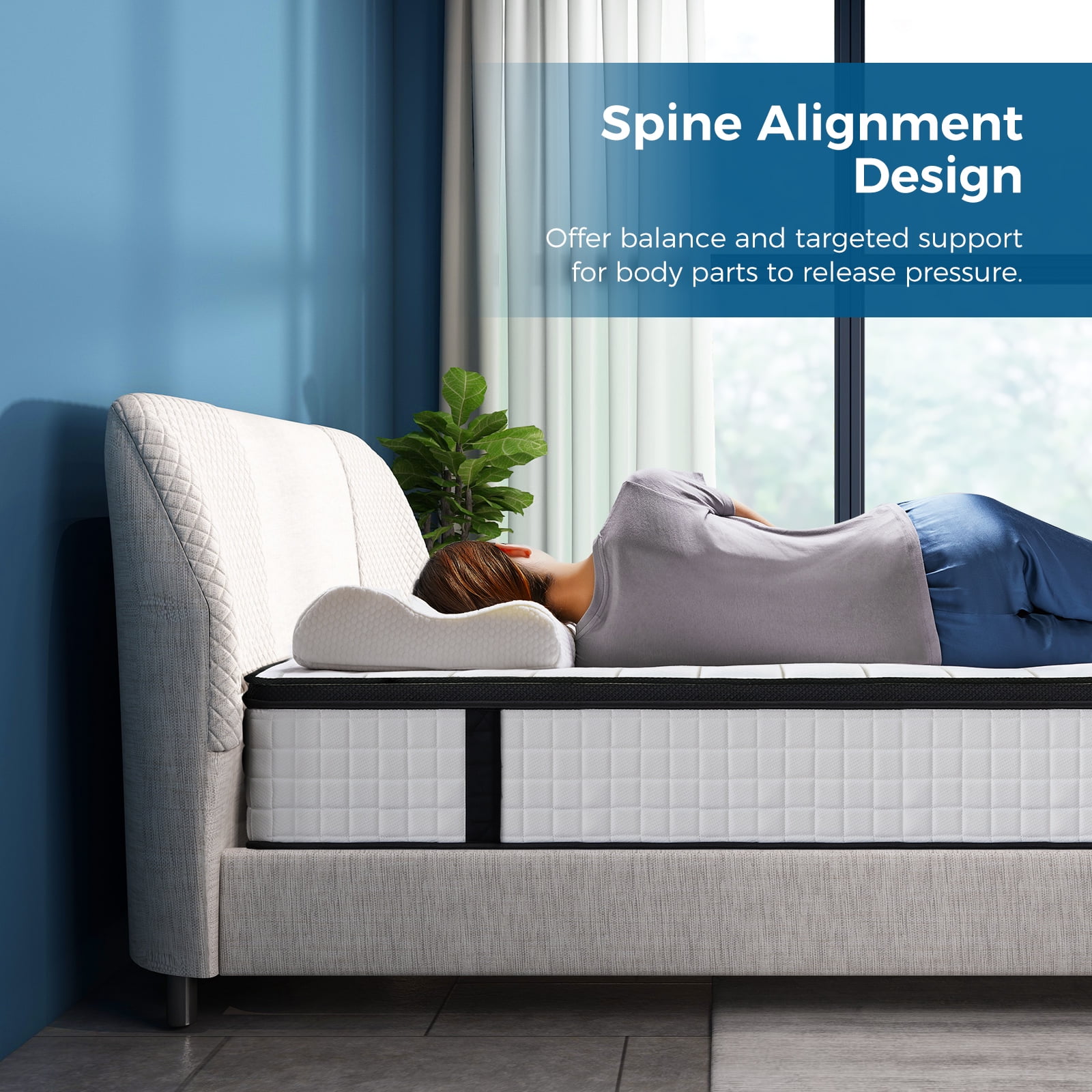 Inofia 12 inch Hybrid Queen Size Mattress in a Box with Responsive Memory Foam, Multiple Sizes
