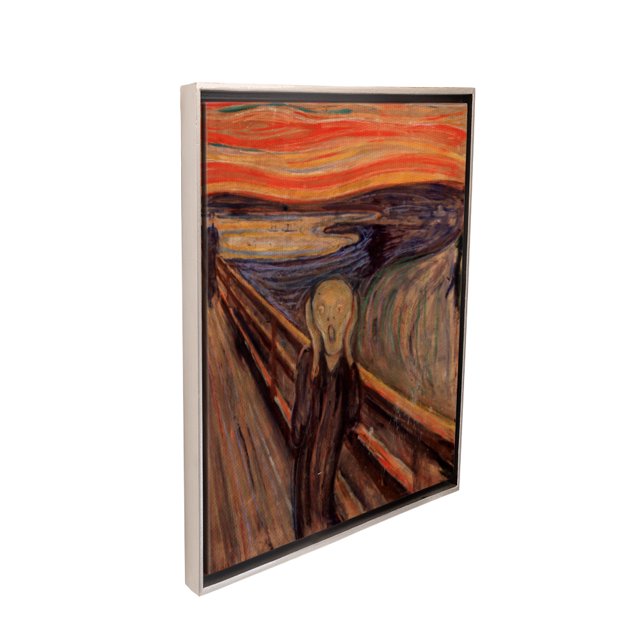 Cuadro decorativo El grito - Edward Munch - Arte famoso Abstracto Listo para Colgar Marco Flotado Plateado Maxigráfica Shop Cuadro Abstracto Grito