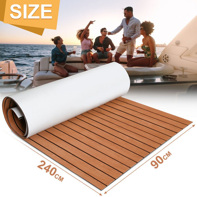 thumbnail image 2 of Durable Eva Foam Decking, Non-Slip Marine Flooring With Self-Adhesive Backing For Wide Application, Faux Teak Design Adds Style To Boats, Yachts, And Rvs, Odourless, 240X90Cm,, 2 of 5