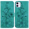 thumbnail image 2 of Compatible with iPhone 11 Embossed Lily Wallet Case with Card Holder PU Leather Flip Cover, 2 of 5