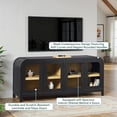 thumbnail image 5 of Walker Edison Modern Easy Assembly 64" Curved TV Stand, Black/Coastal Oak, 5 of 13