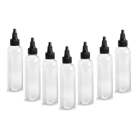 Parfum Free Ship (Clear PET Cosmo Plastic Bottle (PBA Free) 4 Oz w/ Black Squeeze Top Screw-On Dispenser (3 Bottle Pack) by Grand)