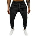 thumbnail image 2 of Prolriy Mens Pants Sweatpants for Men, Mens Hip Hop Pants Casual Solid Color Lace-Up Track Cuff Workout Pants with Pocket Mens Sweatpants Men's Pants Black XXL, 2 of 3