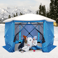 thumbnail image 6 of SANOPY 12'x12' Pop up Gazebo with Starry Sky Covered Gazebo 6-Sided Mosquito Netting and Sidewalls Pop up Screen Gazebo Tent Camping Gazebo Instant Shelter for Deck and Lawns, Blue, 6 of 12
