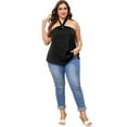 thumbnail image 3 of DARING DIVA Women's Plus Self Tie Halter Neck Camisole 3X Black, 3 of 6
