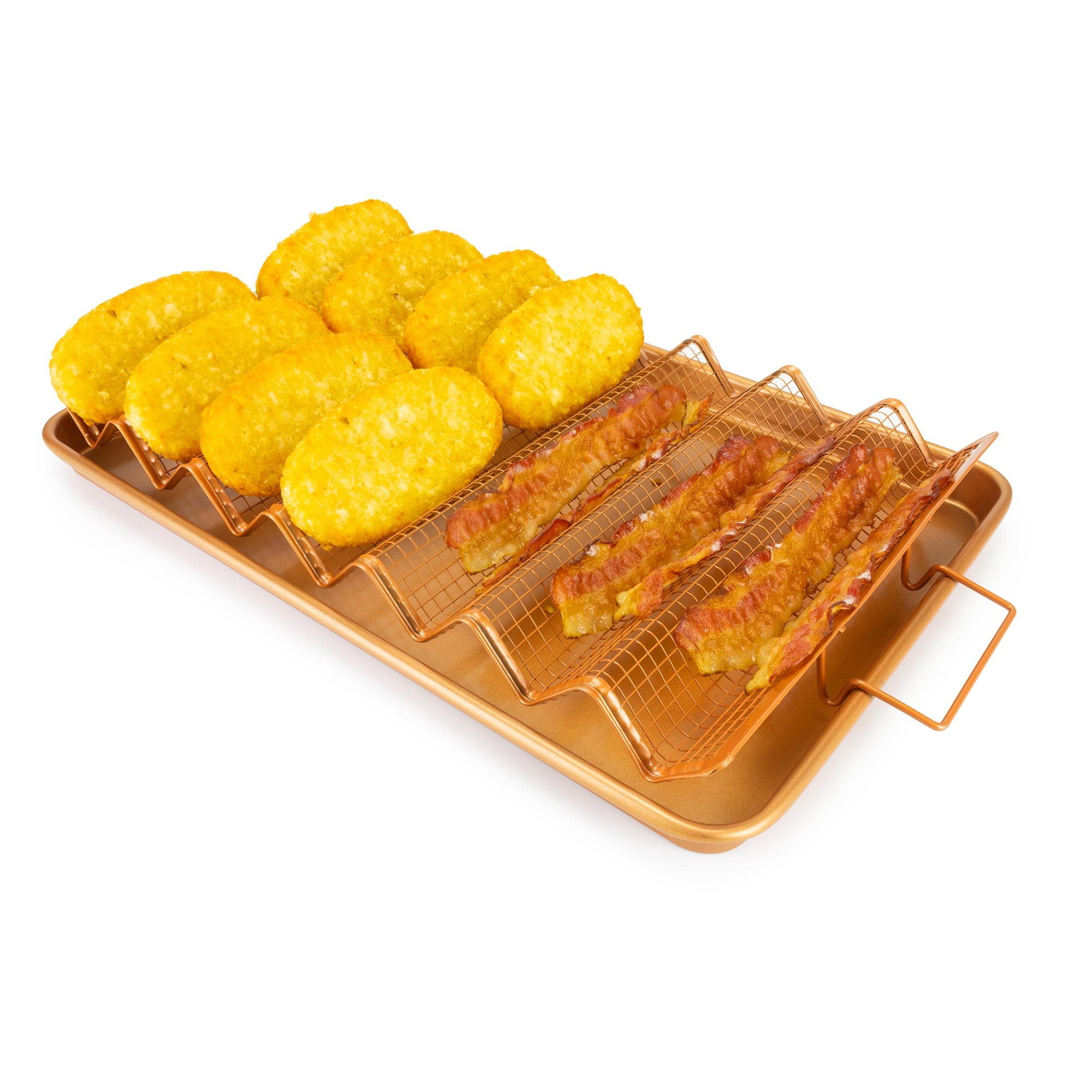 SKUSHOPS Crisper Tray Set Non Stick Cookie Sheet Tray Air Fry Pan Grill  Basket Oven Dishwasher
